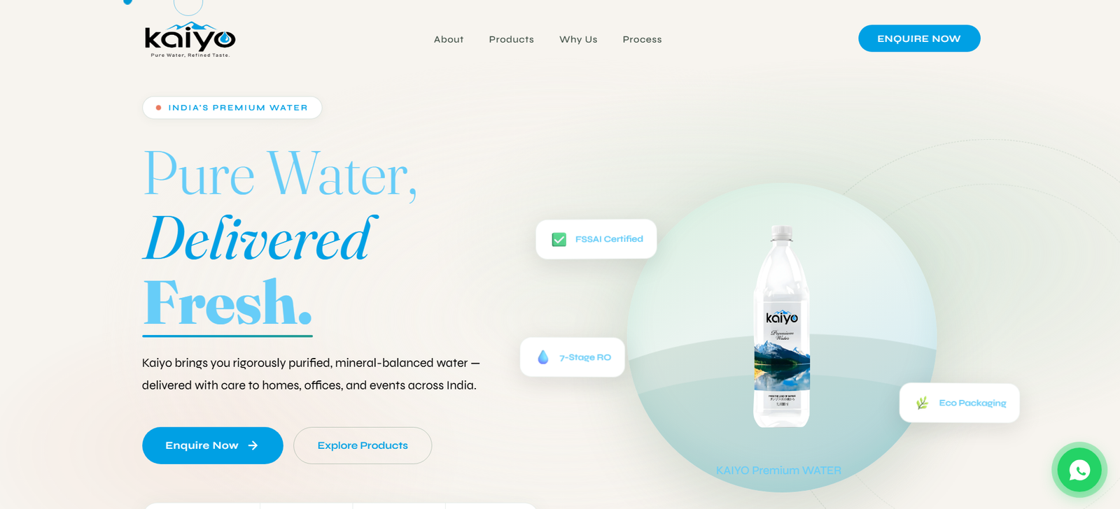 Kaiyo Water hero section